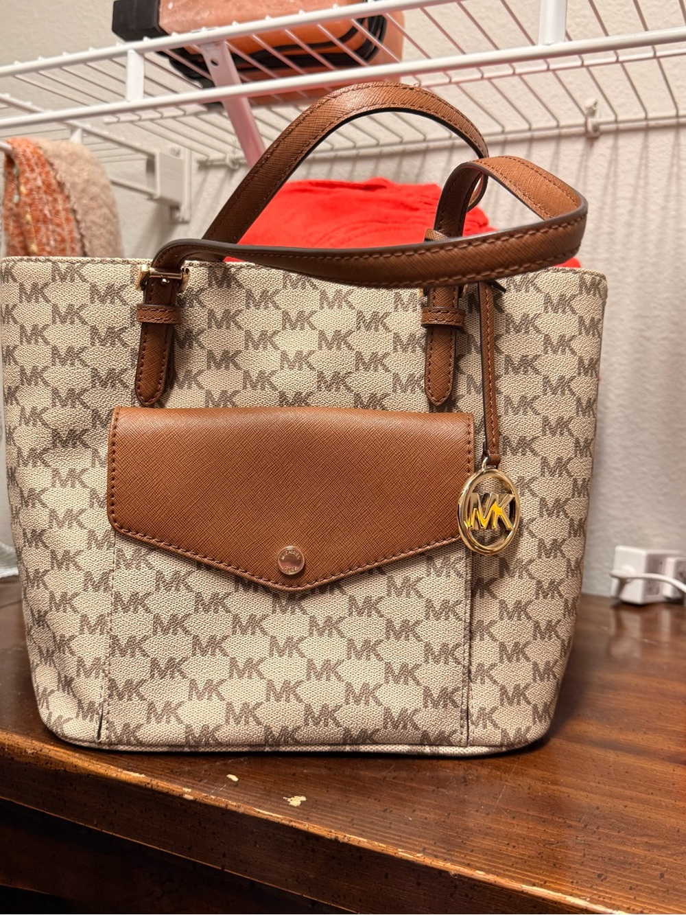 Michael Kors Brown and Vanilla Signature Tote Bag